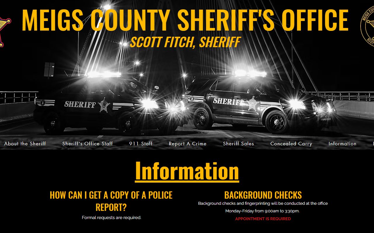 Meigs County Sheriff's Office records FAQ for police report request process